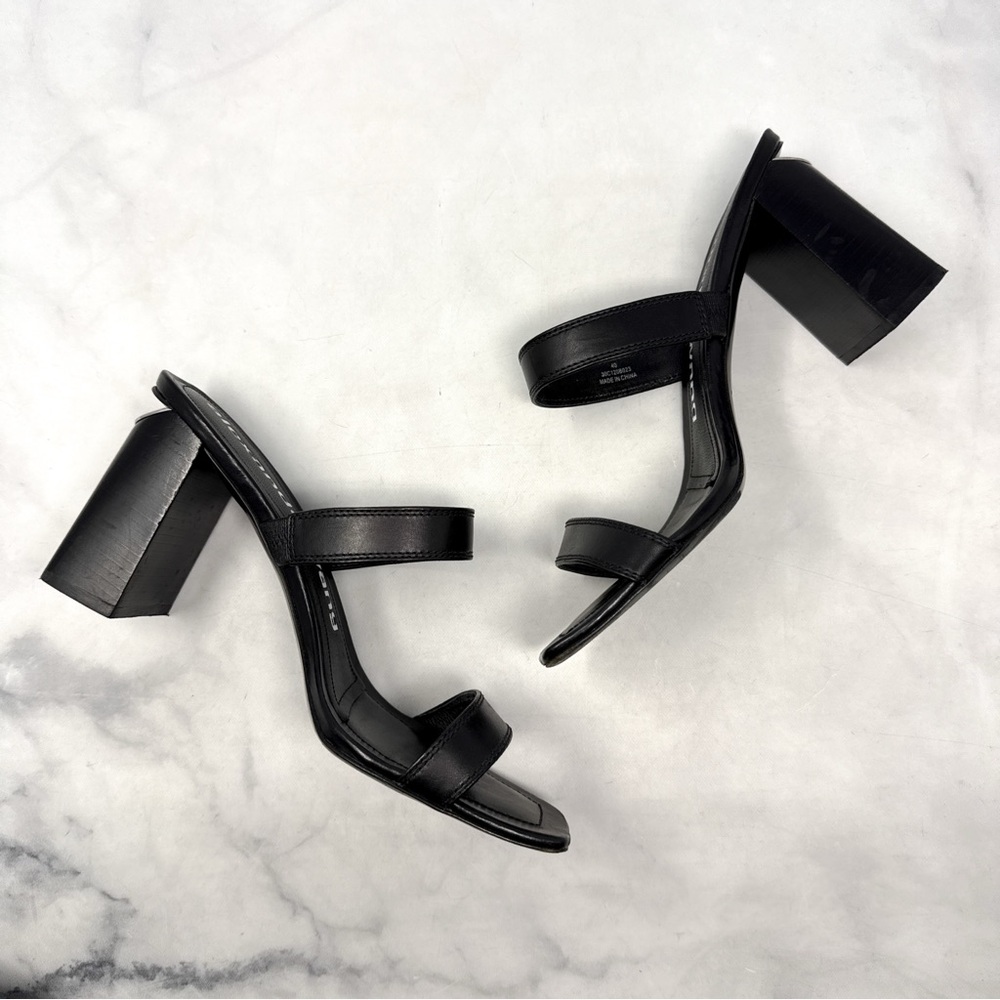 Alexander Wang Hayden Leather Square Toe Minimalist Slide Mule Sandal Heel Black - Picture 12 of 16